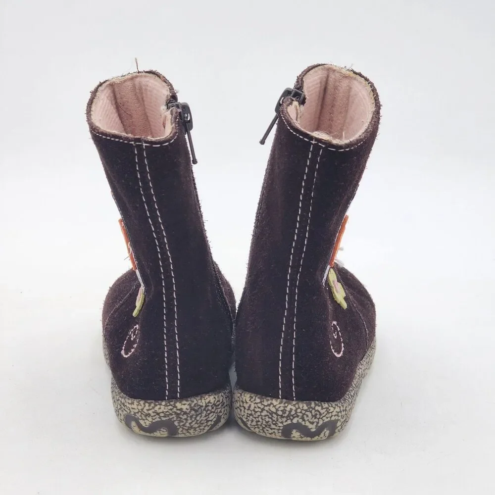 OshKosh B'Gosh GenuineKids Y2K Flower Heart Suede Leather Boots Toddler's Size 8